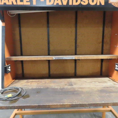 72x36x 36" H Butcher Block Top Work Bench Table & Pegboard Harley-Davidson Theme