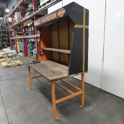 72x36x 36" H Butcher Block Top Work Bench Table & Pegboard Harley-Davidson Theme