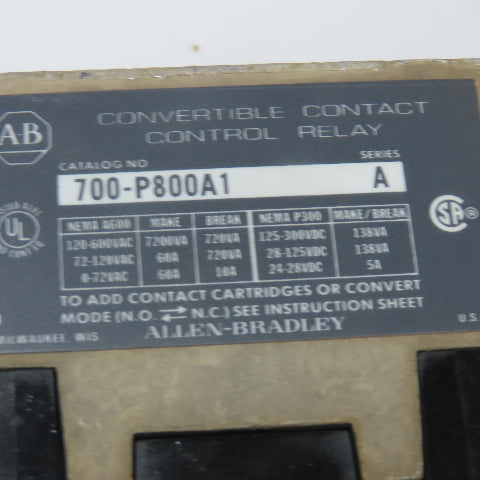 Allen Bradley 700-P800A1 Control Relay 600VAC 120V Coil Lot Of 4