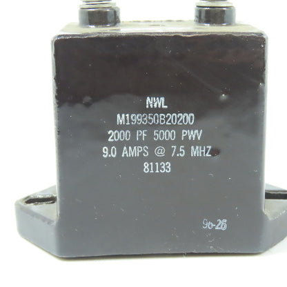 Mica M199350B20200 Capacitor 2000 PF 5000 PWV 9.0 Amps @ 7.5 MHZ