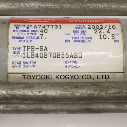 Toyooki TFB-SA 1LB40B70B55ABD 40mm Bore 55mm Stroke Hydraulic Cylinder