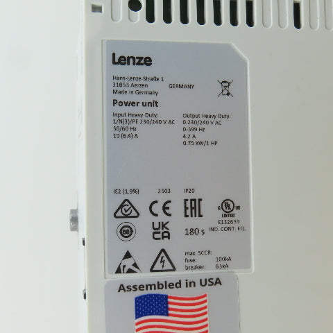 Lenze I5DAE175D10V00000S 1HP / 0.75kW Frequency Inverter Power Unit 0-230/240VAC