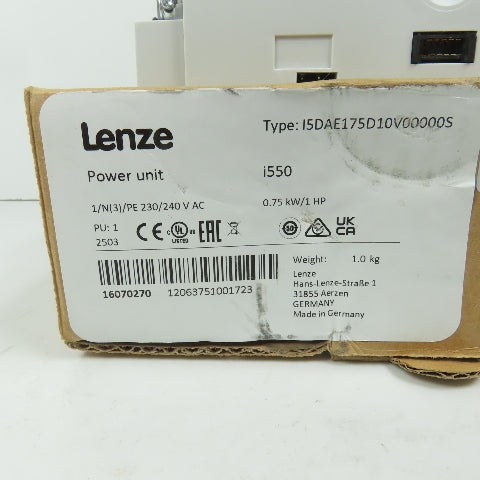 Lenze I5DAE175D10V00000S 1HP / 0.75kW Frequency Inverter Power Unit 0-230/240VAC