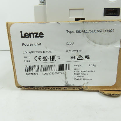 Lenze I5DAE175D10V00000S 1HP / 0.75kW Frequency Inverter Power Unit 0-230/240VAC