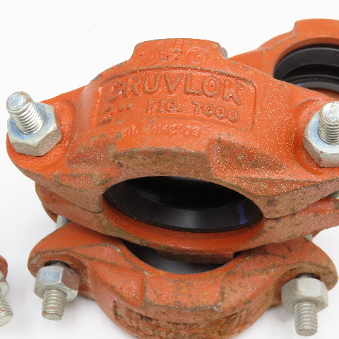 Gruvlok Fig 2000 2" Ductile Iron Rigid Pipe Coupling Purple Seal Lot Of 4