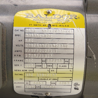 Baldor WP5258304 1/2HP Horizontal Oil Pump 230/460V 3PH 3/8" NPT Tested