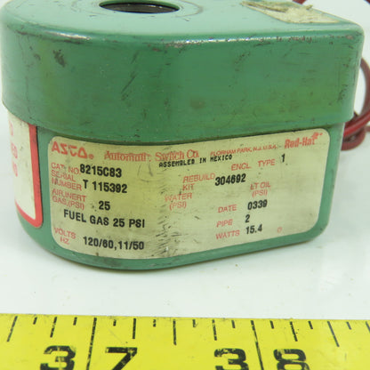 Asco 8215C83 Red-Hat Solenoid Valve Coil 25PSI 120V 15.4W