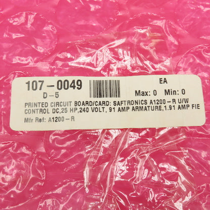 Saftronics A1200-R U/W Control 25Hp 240V 91A Armature 1.91A Circuit Board