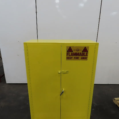 Justrite 45 Gallon Flammable Liquid Storage Cabinet 1 Shelf 65" x 43" x 18"