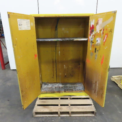 Justrite 45 Gallon Flammable Liquid Storage Cabinet 1 Shelf 65" x 43" x 18"