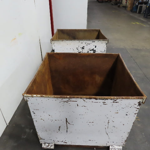 42" x 36" x 36" H Steel Storage Material Tote Slug Scrap Trash Box Lot Of 2