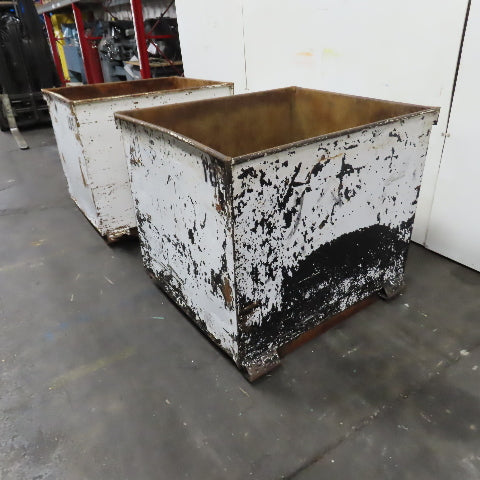 42" x 36" x 36" H Steel Storage Material Tote Slug Scrap Trash Box Lot Of 2