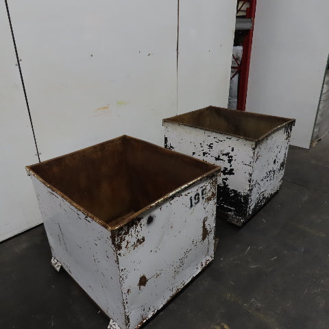 42" x 36" x 36" H Steel Storage Material Tote Slug Scrap Trash Box Lot Of 2