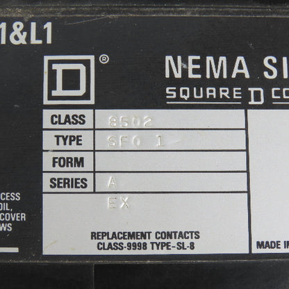 Square D 8502SF01 Nema Size 4 Motor Starter 100HP 480V Coil 600V Max (Clean)