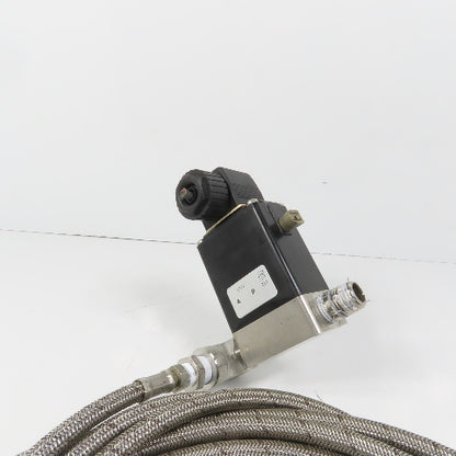 Burkert 00457684 0330-A-5/64-FPDM-SS Solenoid Valve 1/4" W/ Stainless Hose 14'