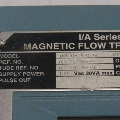 Foxboro IMT20-TA20FGZ Magnetic Flow Transmitter 120VAC 30A W/ 3" Flow Meter Tube