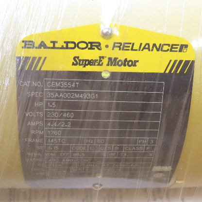 Baldor CEM3554T 1.5HP AC Electric Motor 1760RPM 230/460V 3PH 145TC Frame New