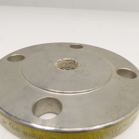 Tube-Line 2" 150 B16.5 Stainless Steel Blank Flange Plate Raised Face 3/4" NPT