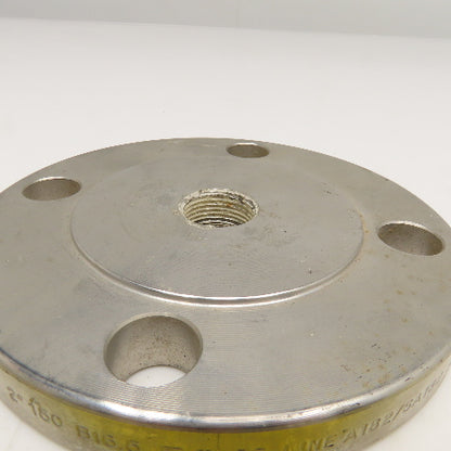 Tube-Line 2" 150 B16.5 Stainless Steel Blank Flange Plate Raised Face 3/4" NPT