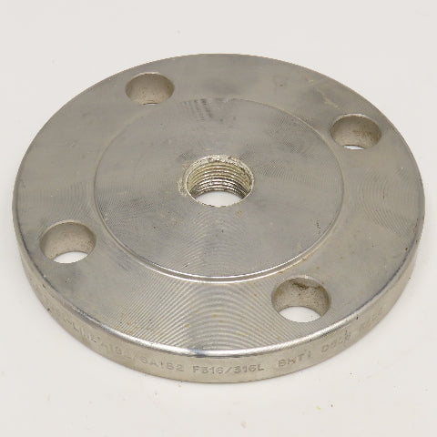 Tube-Line 2" 150 B16.5 Stainless Steel Blank Flange Plate Raised Face 3/4" NPT