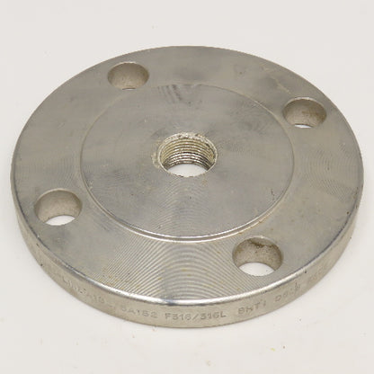 Tube-Line 2" 150 B16.5 Stainless Steel Blank Flange Plate Raised Face 3/4" NPT