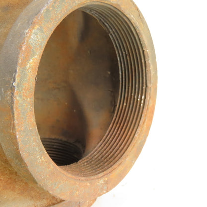 4" x 4" x 4" NPT Black Pipe Malleable Iron Threaded Tee 3-Way