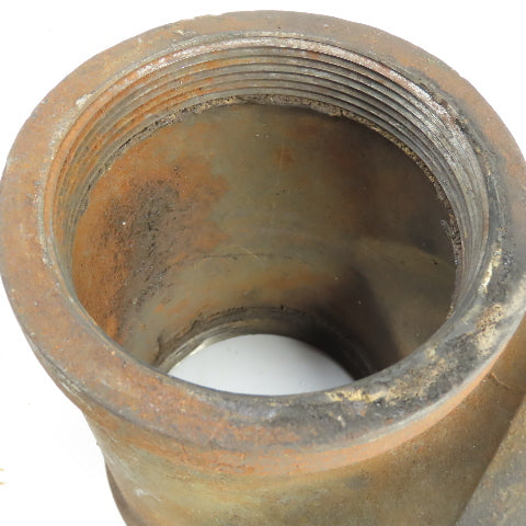 4" x 4" x 4" NPT Black Pipe Malleable Iron Threaded Tee 3-Way