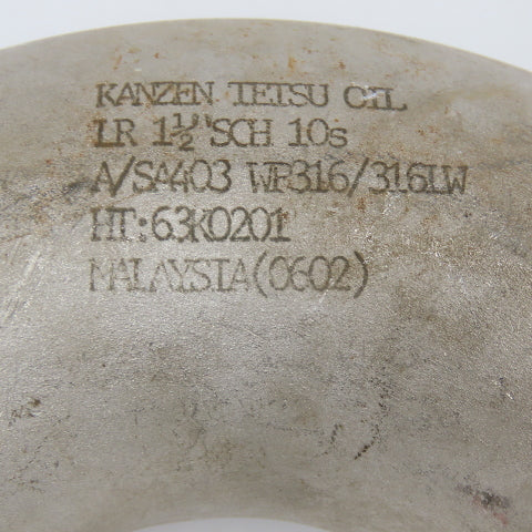 Kazen Tetsu 1-1/2" Stainless Steel Butt Weld 90° Elbow Sch 10S Lot Of 2