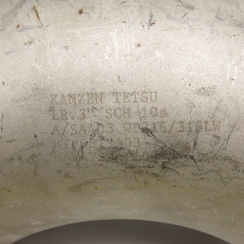 Kanzen Tetsu 3" Stainless Steel Butt Weld 90° Elbow Sch 10S