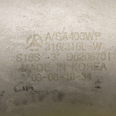 3" Stainless Steel Butt Weld 90° Elbow Sch 10S