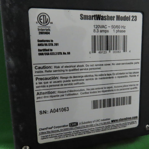 CRC SmartWasher Model 23 15 Gallon Mobile Parts Washer 120VAC 1PH 8.3A Tested