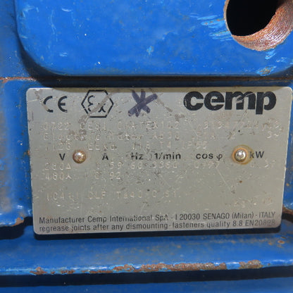 Cemp 01ATEX102 0.37KW AC Electric Motor 280/480V 3Ph 3360RPM IP55 TESTED
