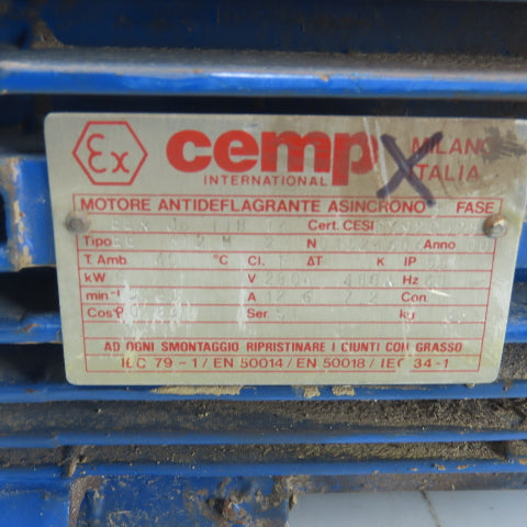 Cemp EEx-de 4KW AC Electric Motor 3Ph 280/480V 3480RPM 28mm Shaft TESTED