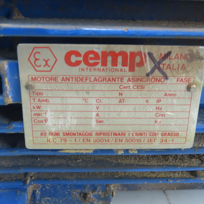 Cemp EEx-de 4KW AC Electric Motor 3Ph 280/480V 3480RPM 28mm Shaft TESTED