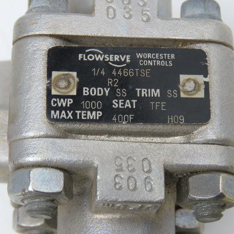 Flowserve 4466TSE 1/4" NPT Stainless Steel Ball Valve W/ Reotemp Gauge 0-15PSI