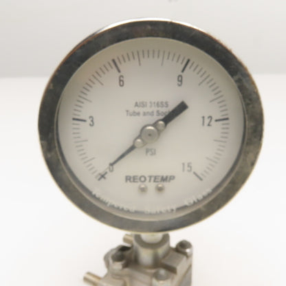 Flowserve 4466TSE 1/4" NPT Stainless Steel Ball Valve W/ Reotemp Gauge 0-15PSI