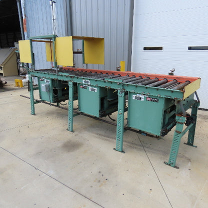 Roach 32" x 142" L Chain Drive Power Roller 3-Section Transfer Conveyor 38FPM