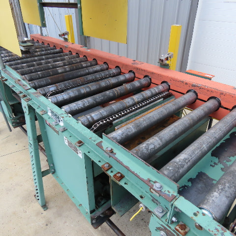Roach 32" x 142" L Chain Drive Power Roller 3-Section Transfer Conveyor 38FPM