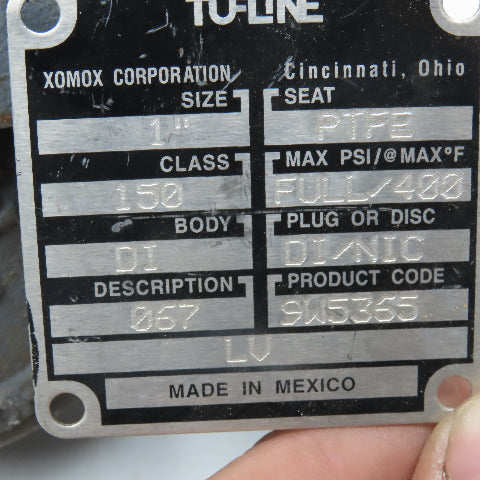 Xomox 9W5365 Tufline 1" Flange Mount Ball Valve Class 150 400°F
