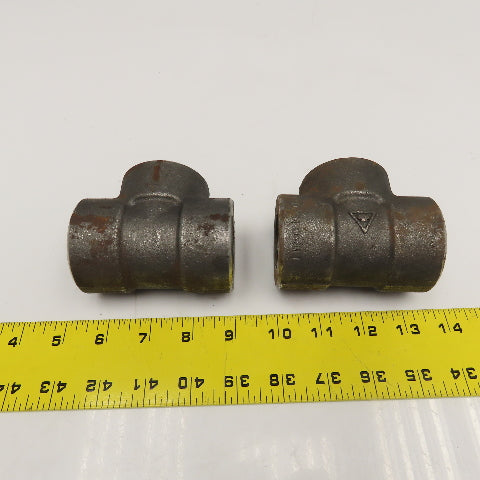 1" NPT Forged Steel Class 3000 SA105N TEE Pipe Fitting Lot Of 2