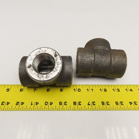 1" NPT Forged Steel Class 3000 SA105N TEE Pipe Fitting Lot Of 2