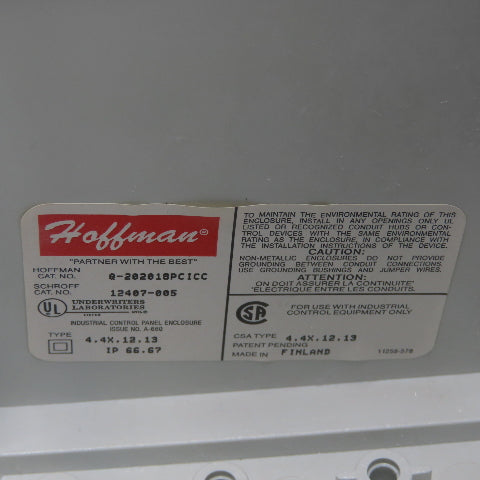 Hoffman Q-202018PCICC 200mm x 200mm x 173mm Junction Box Enclosure W/ Backplate