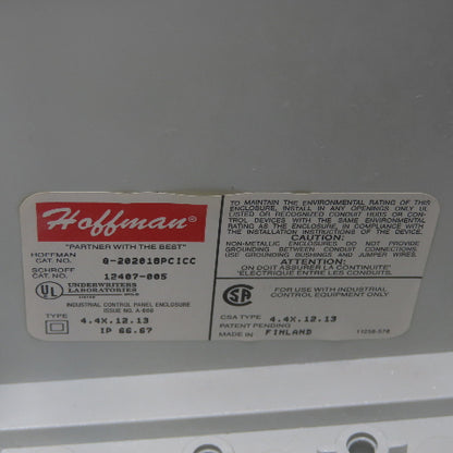 Hoffman Q-202018PCICC 200mm x 200mm x 173mm Junction Box Enclosure W/ Backplate