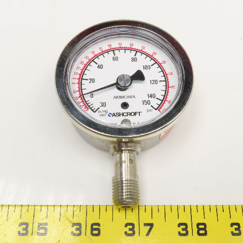 Ashcroft 63-1008-S-02L-30IMV&150#-XR5 30 In Hg Vac To 150PSI Ammonia Gauge 1/4"