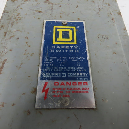 Square D H 361 30A Fusible Safety Disconnect Switch 3Ph 600VAC