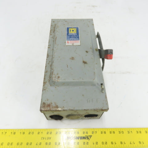Square D H 361 30A Fusible Safety Disconnect Switch 3Ph 600VAC