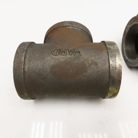 Ward 2" Malleable Black Iron TEE Lot Of 2