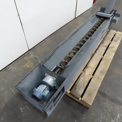 1/2HP 4" OD Chip Conveyor Trash Screw Auger Trough 16FPM 220V 3PH 76"x16"Intake