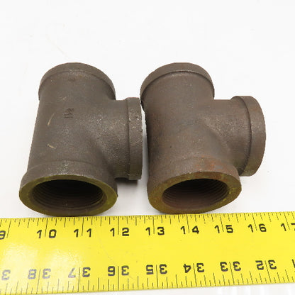 Grinnell 1-1/2" Malleable Black Iron Pipe TEE Lot Of 2