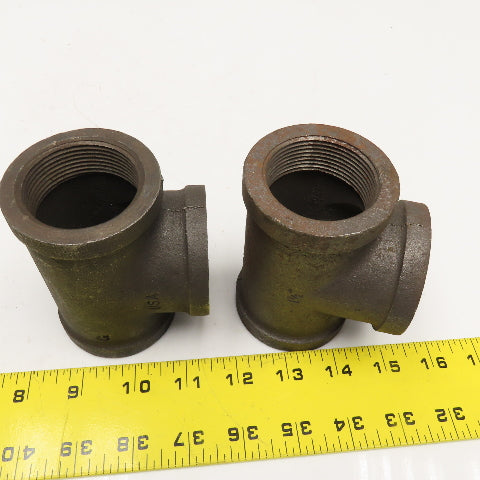 Grinnell 1-1/2" Malleable Black Iron Pipe TEE Lot Of 2